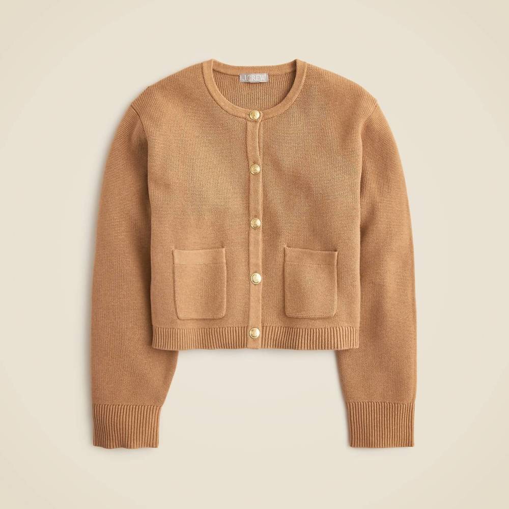 NEW J.CREW relaxed emilie sweater lady jacket in heather acorn - Picture 2 of 2